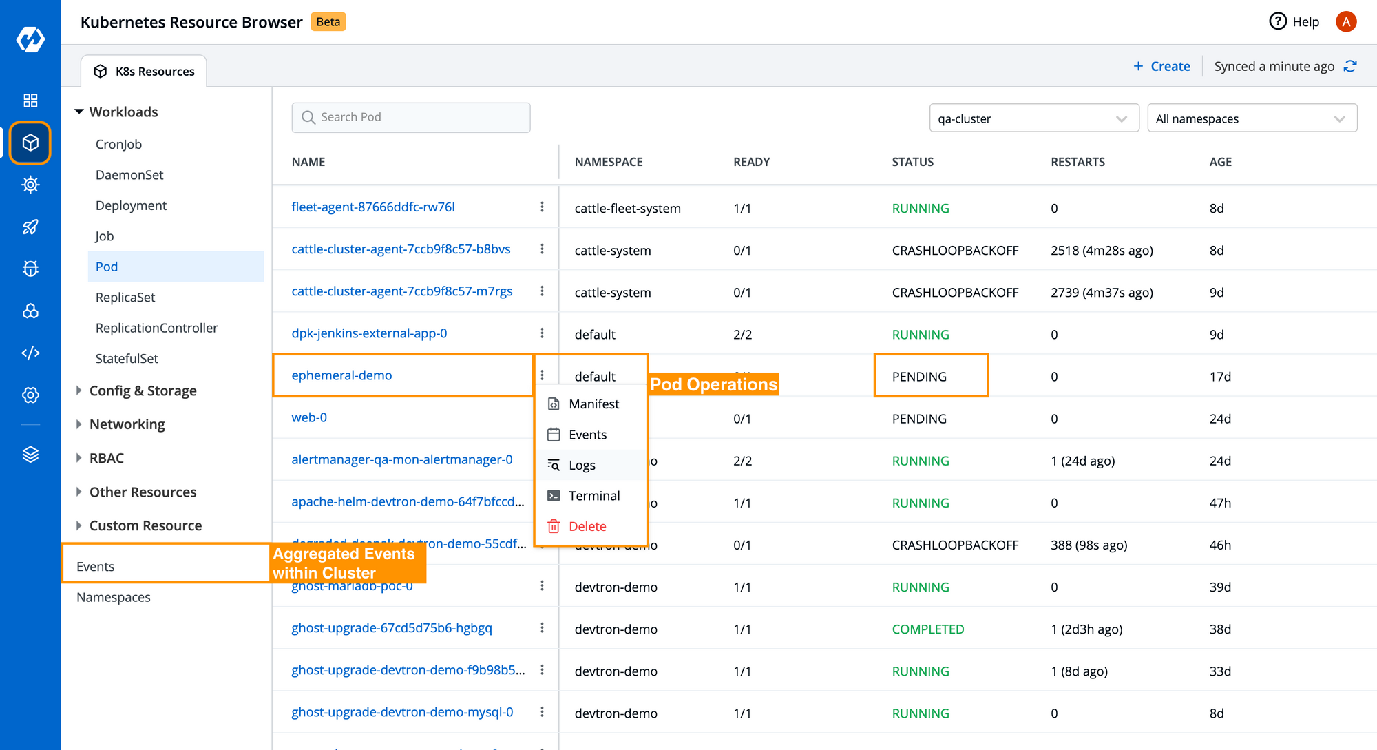 Devtron Kubernetes Resource Browser : Pod Details
