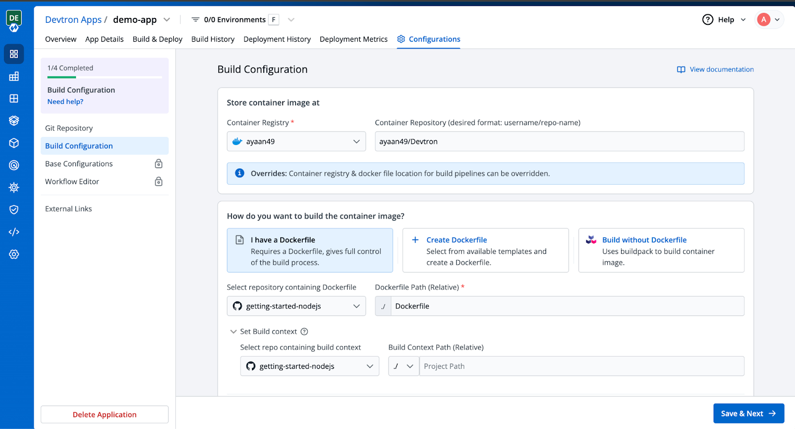 Set Build Config